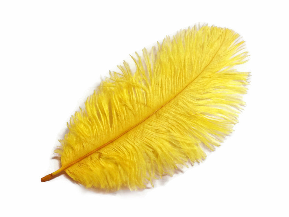 100 Pieces - 8-10" Yellow Ostrich Dyed Drab Body Wholesale Feathers (Bulk)