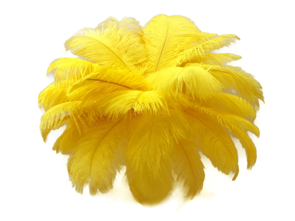 10 Pieces - 17-19" Yellow Large Bleached & Dyed Ostrich Drabs Body Feathers