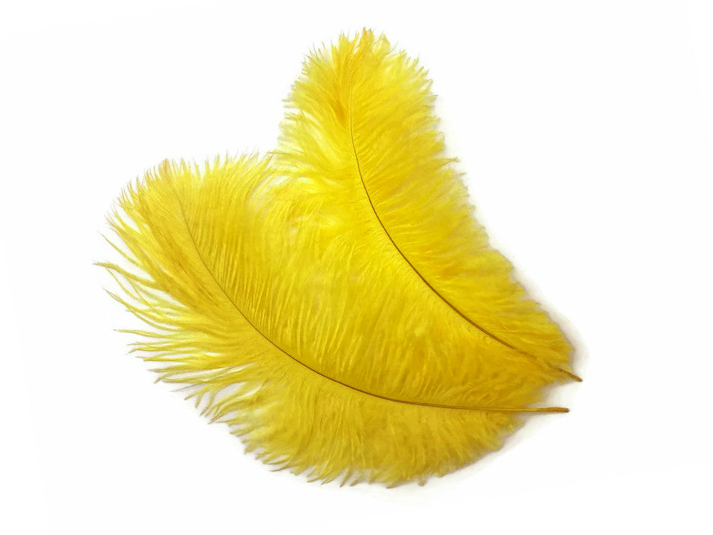 10 Pieces - 8-10" Yellow Ostrich Dyed Drabs Body Feathers