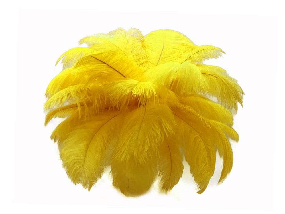 10 Pieces - 8-10" Yellow Ostrich Dyed Drabs Body Feathers