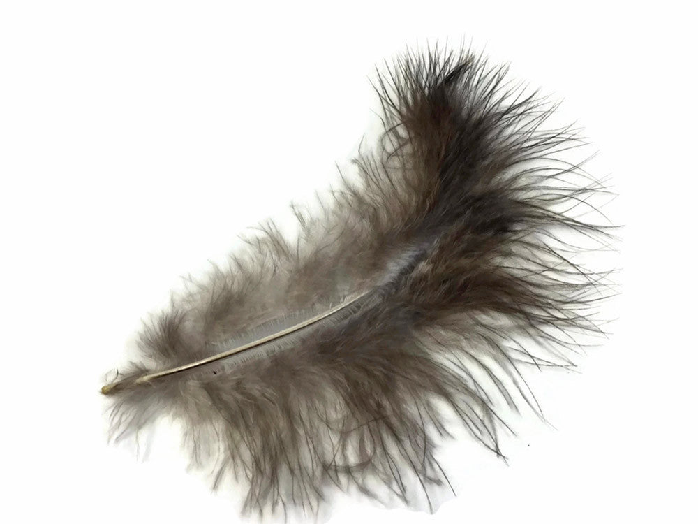 10 Pieces - Natural Black Wild Turkey Marabou Short Down Fluff Loose Feathers