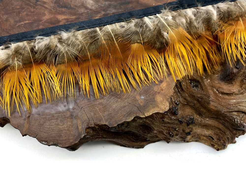 1 Yard - Natural Yellow Golden Pheasant Plumage Feather Trim