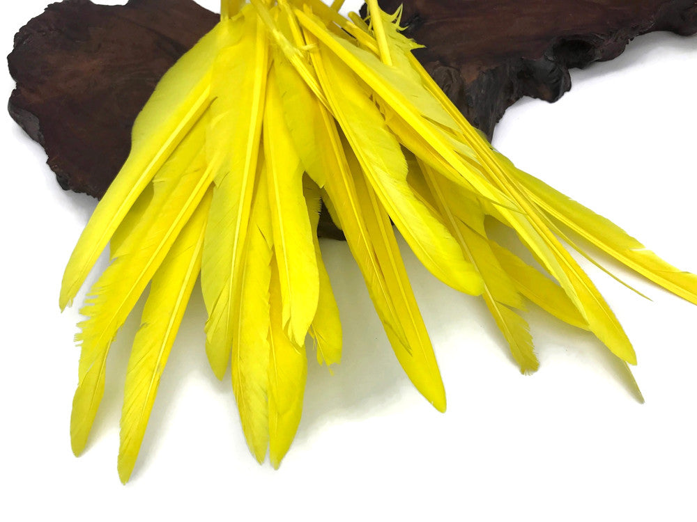 1/4 Lb. - Sunshine Yellow Goose Pointers Long Primaries Wing Wholesale Feathers (Bulk)