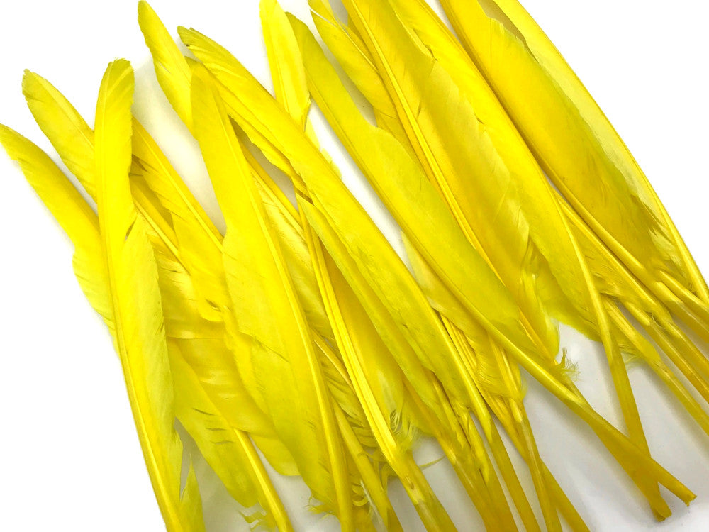 10 Pieces - Sunshine Yellow Goose Pointers Long Primaries Wing Feathers