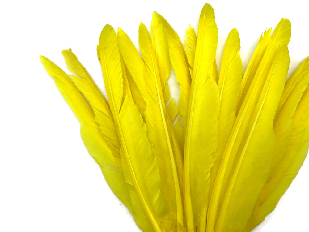 1/4 Lb. - Sunshine Yellow Goose Pointers Long Primaries Wing Wholesale Feathers (Bulk)