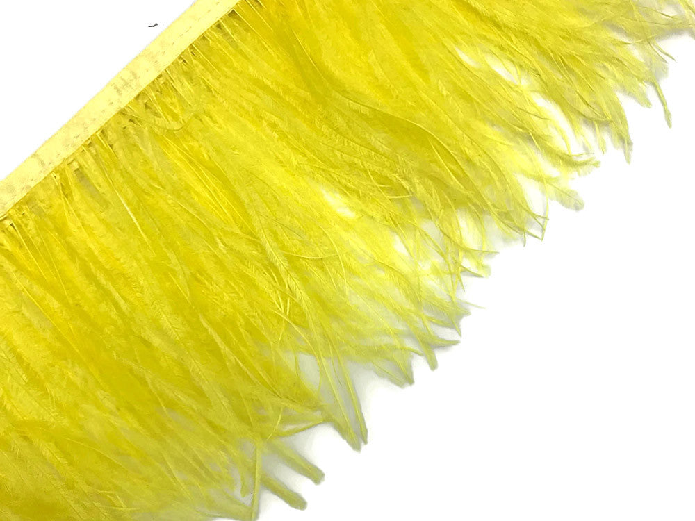 6 Inch Strip - Yellow Ostrich Fringe Trim Feather