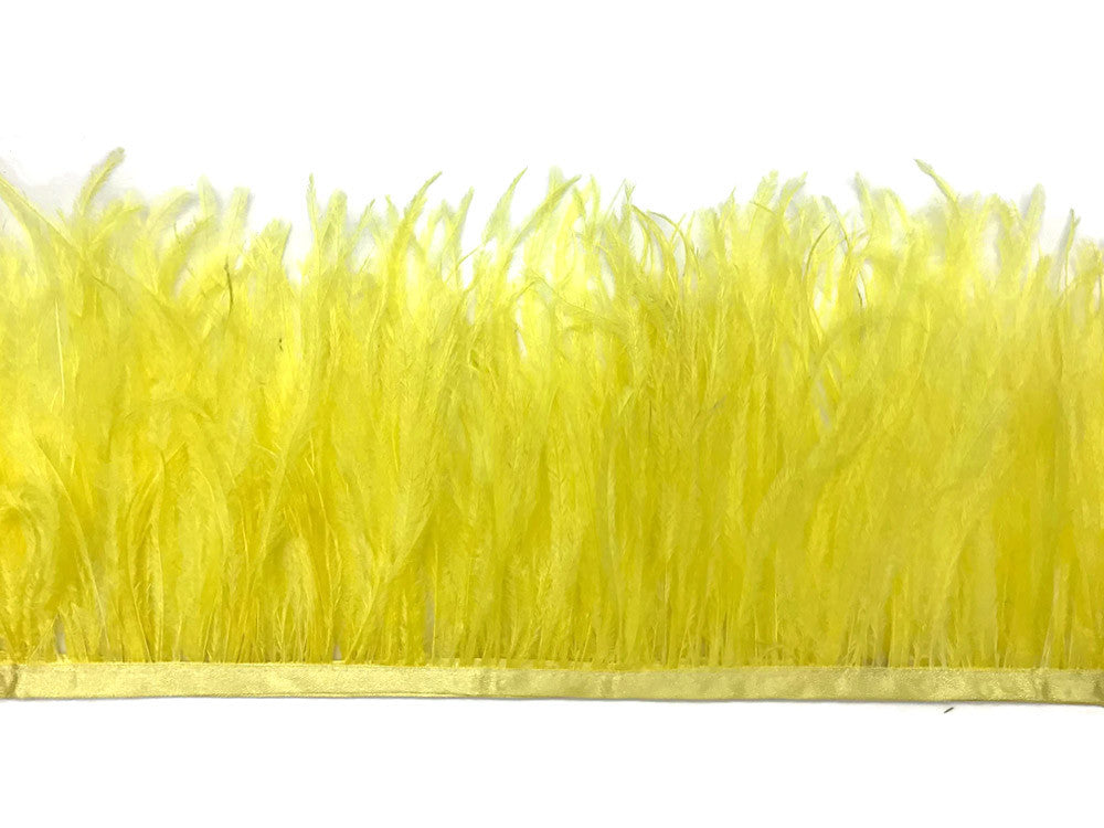 6 Inch Strip - Yellow Ostrich Fringe Trim Feather