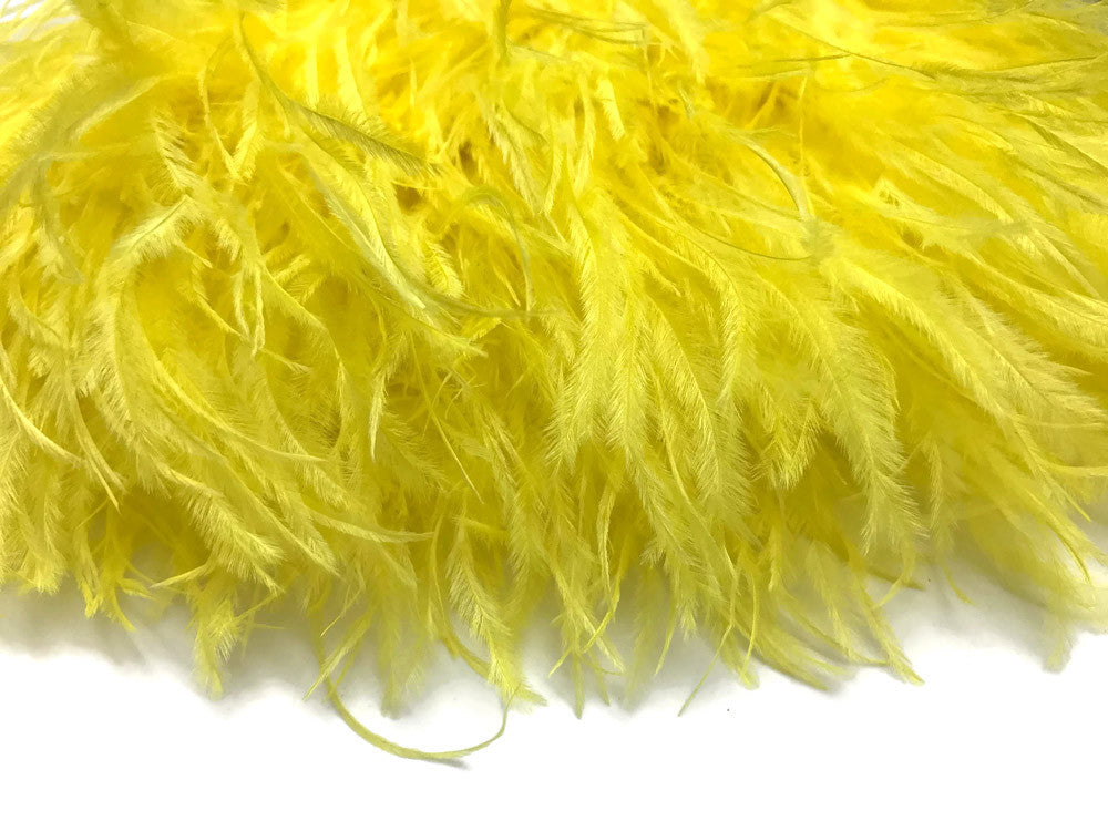 6 Inch Strip - Yellow Ostrich Fringe Trim Feather