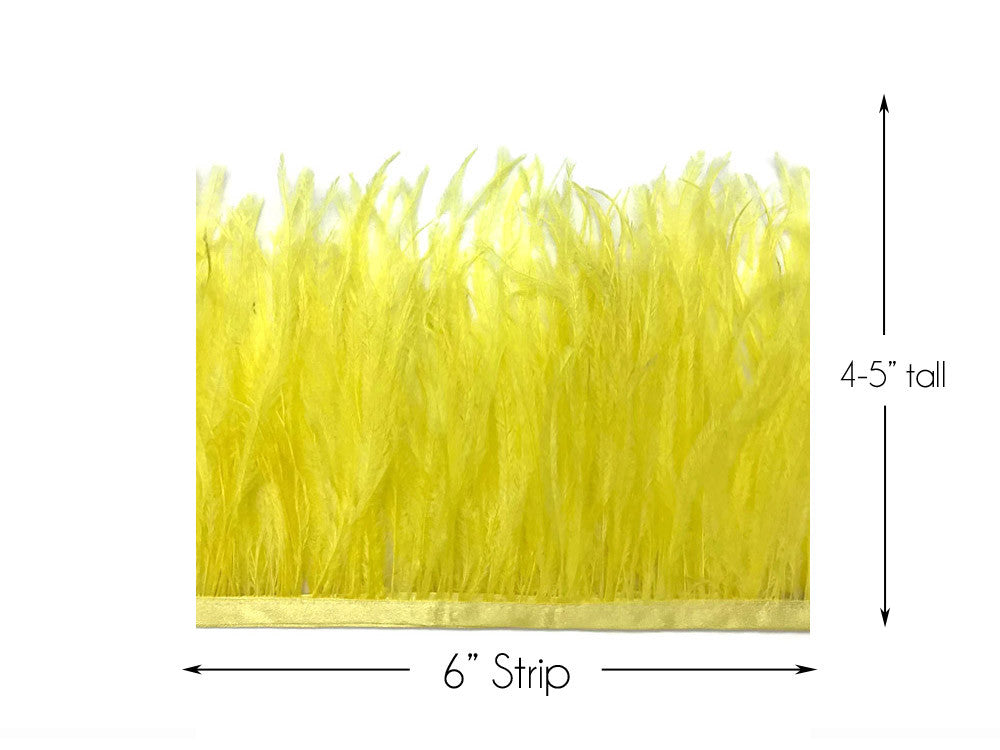 6 Inch Strip - Yellow Ostrich Fringe Trim Feather