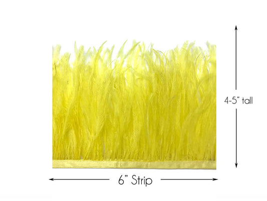 6 Inch Strip - Yellow Ostrich Fringe Trim Feather