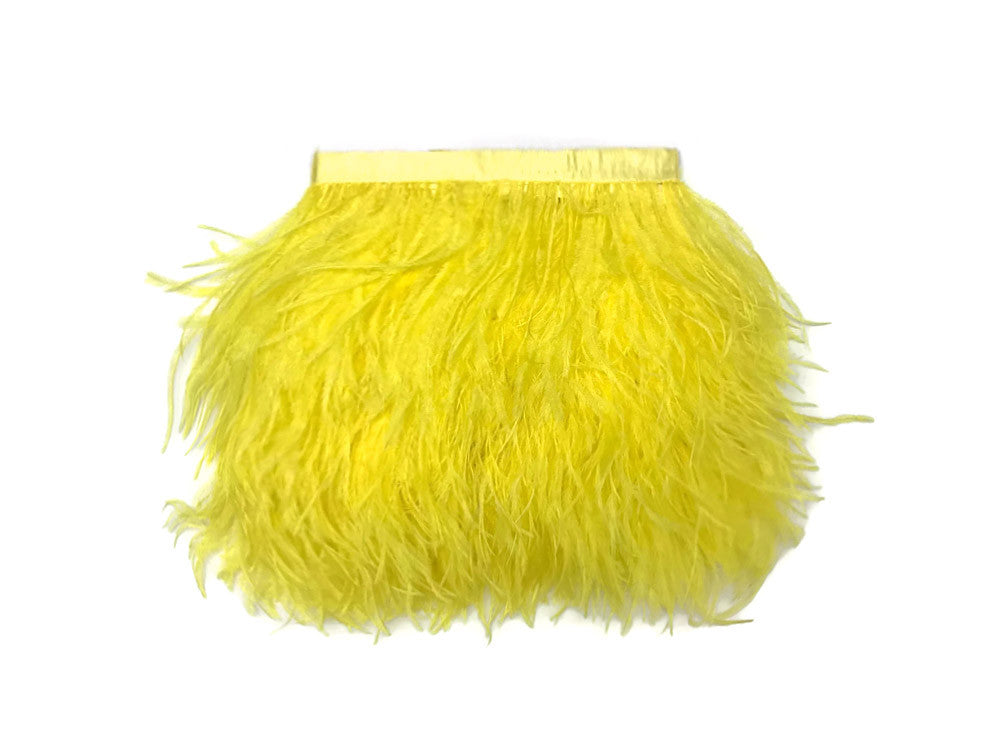 1 Yard - Yellow Ostrich Fringe Trim Wholesale Feather (Bulk)