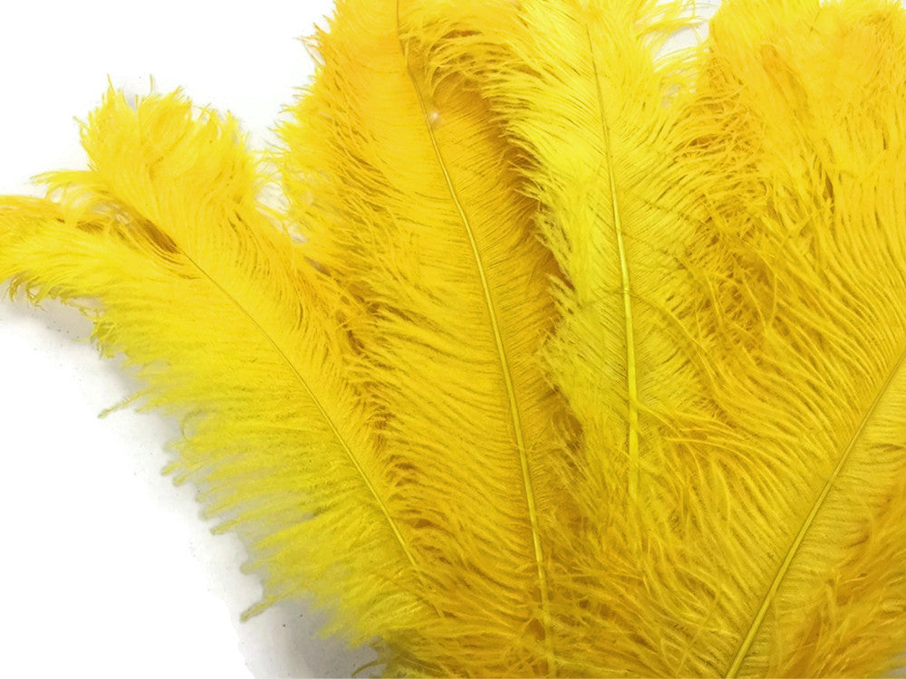 10 Pieces - 18-24" Yellow Large Prime Grade Ostrich Wing Plume Centerpiece Feathers