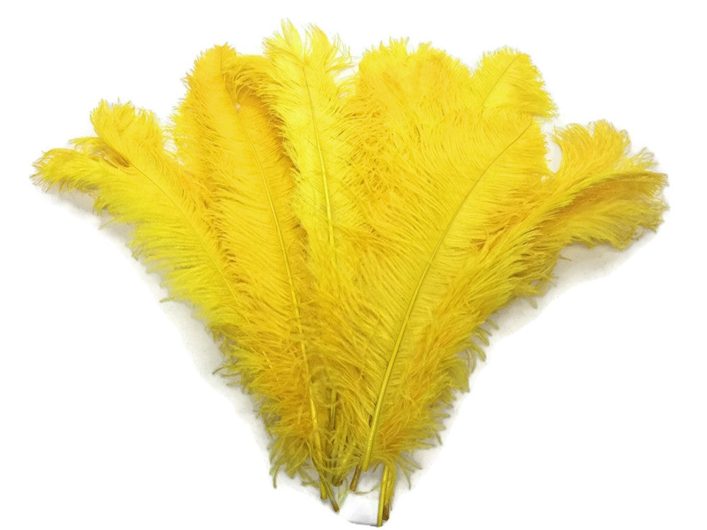 10 Pieces - 18-24" Yellow Large Prime Grade Ostrich Wing Plume Centerpiece Feathers