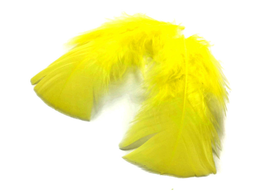 1 Pack - Yellow Dyed Turkey T-Base triangle Body Plumage Feathers 0.50 Oz.