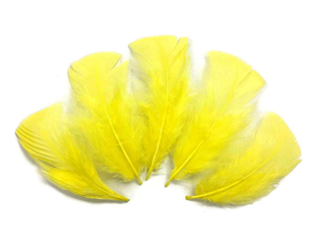 1 Pack - Yellow Dyed Turkey T-Base triangle Body Plumage Feathers 0.50 Oz.