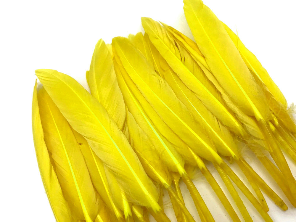 1 Pack - Yellow Dyed Duck Cochettes Loose Wing Quill Feather 0.30 Oz.