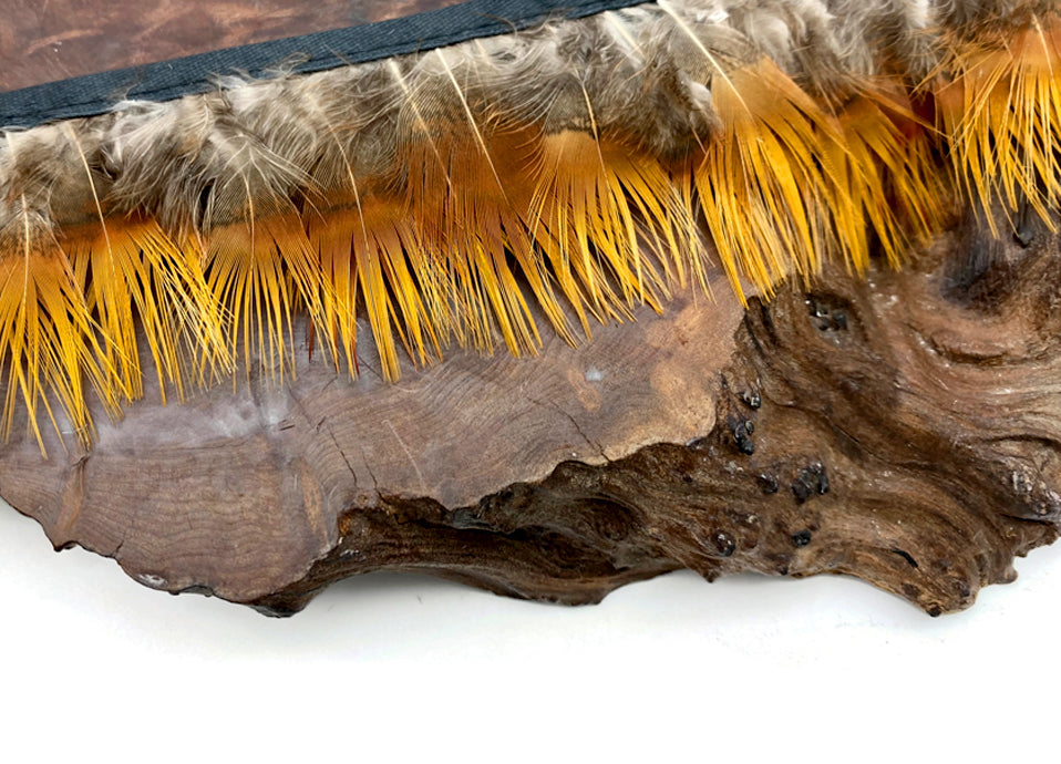 1 Yard - Natural Yellow Golden Pheasant Plumage Body Feather Trim