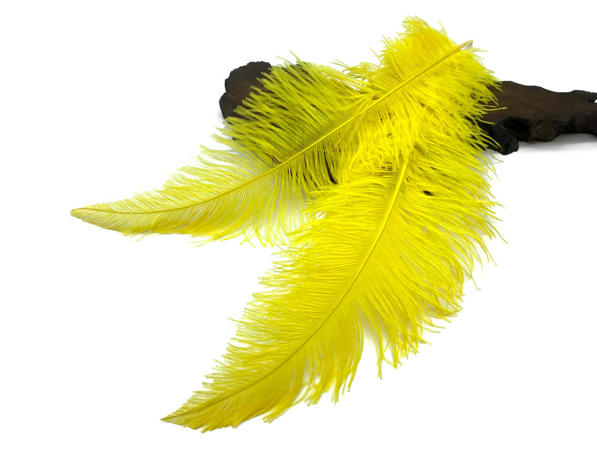 1/2 Lb - Yellow Large Ostrich Spads Wholesale Feathers 20-28" (Bulk)