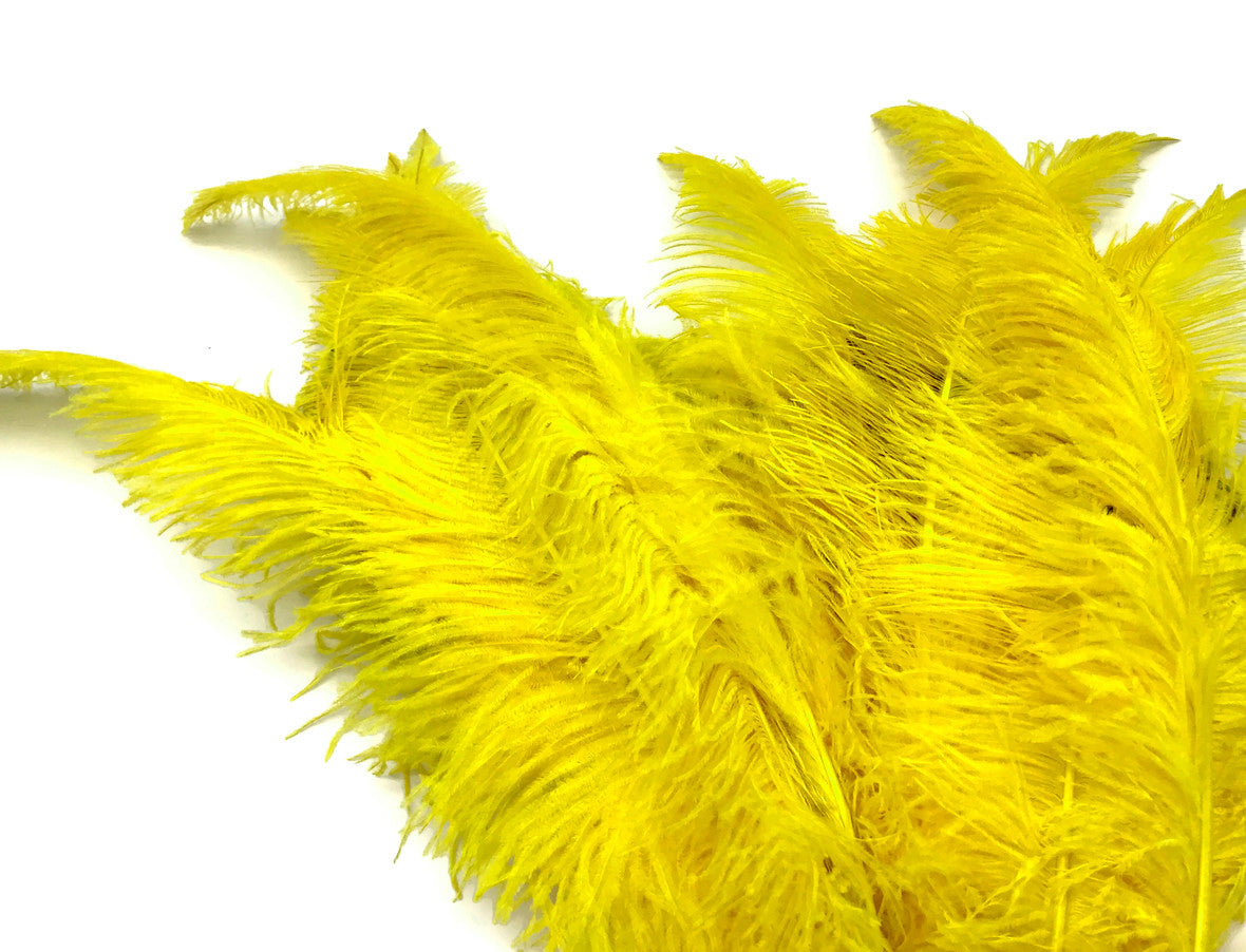 1/2 Lb - Yellow Large Ostrich Spads Wholesale Feathers 20-28" (Bulk)