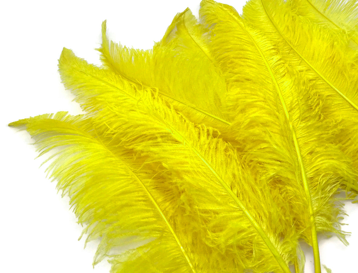 1/2 Lb - Yellow Large Ostrich Spads Wholesale Feathers 20-28" (Bulk)