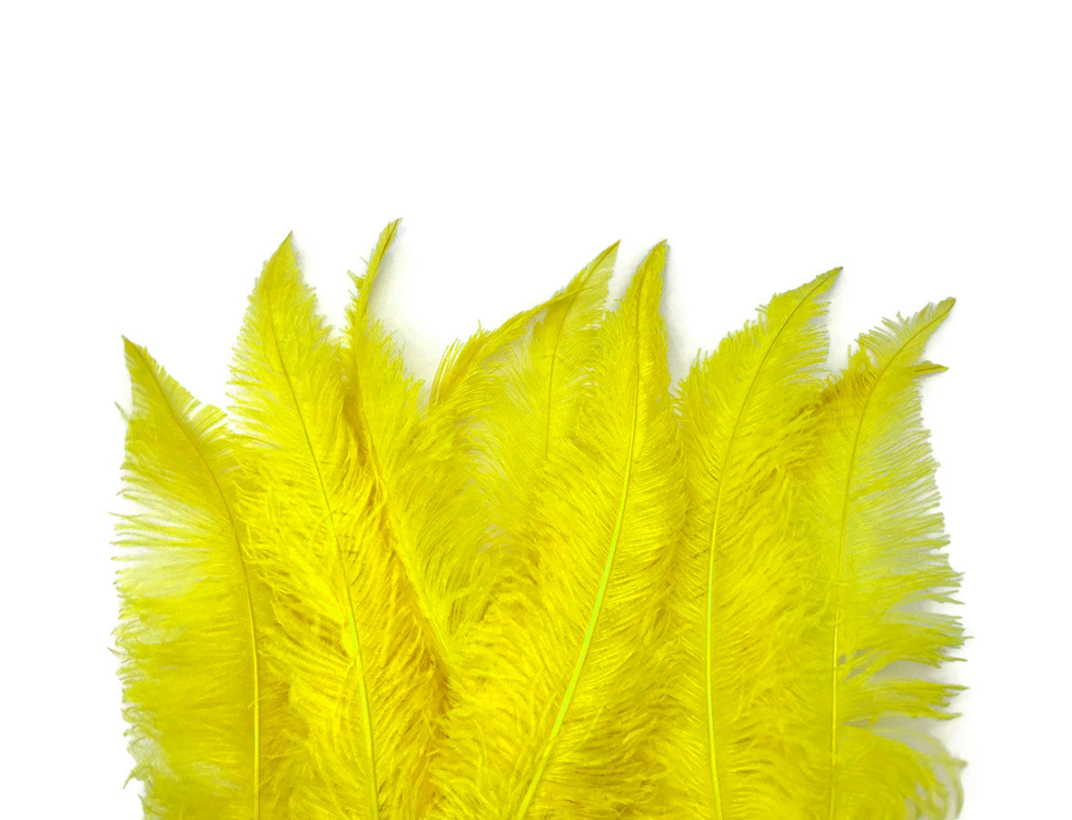 1/2 Lb - Yellow Large Ostrich Spads Wholesale Feathers 20-28" (Bulk)