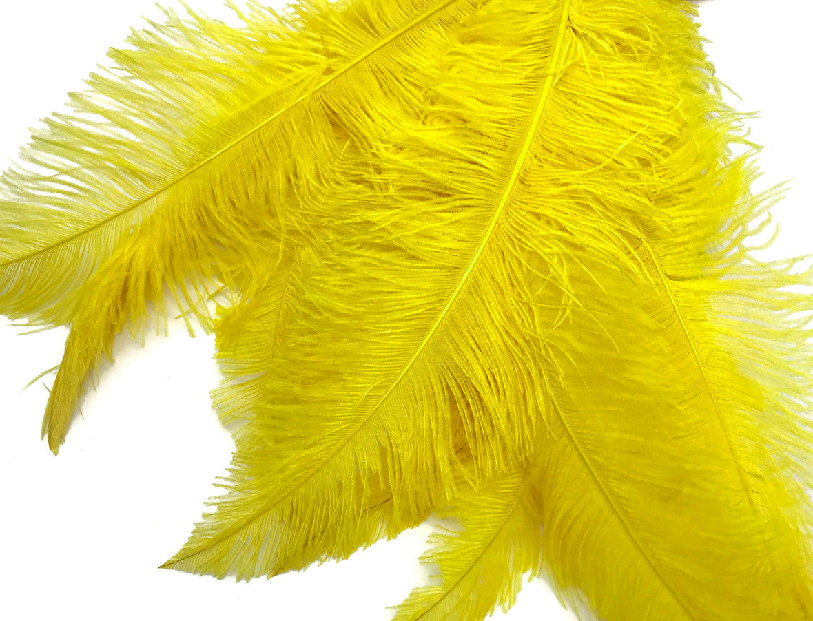 1/2 Lb - Yellow Large Ostrich Spads Wholesale Feathers 20-28" (Bulk)