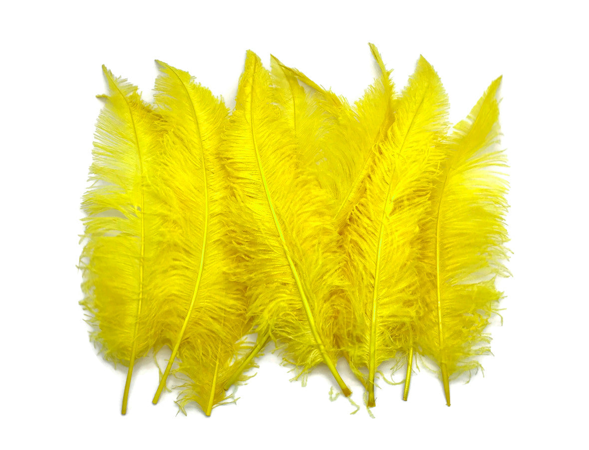 1/2 Lb - Yellow Large Ostrich Spads Wholesale Feathers 20-28" (Bulk)