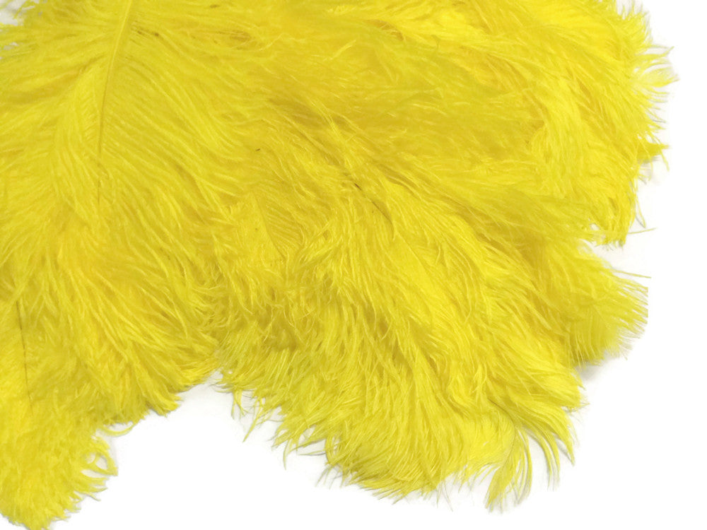 10 Pieces -  12-16" Yellow Dyed Ostrich Tail Fancy Feathers