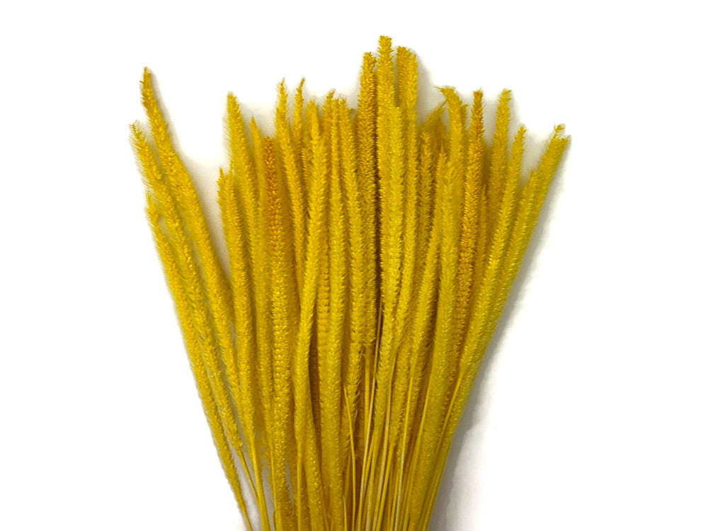 60 Pieces - 18-22" Dyed Yellow Thousand Grass Reed Preserved Dried Botanical 