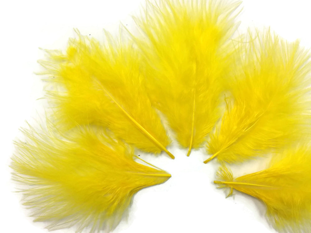 1/8 lbs. - Yellow Turkey Marabou Short Down Fluffy Loose Wholesale Feathers (Bulk)