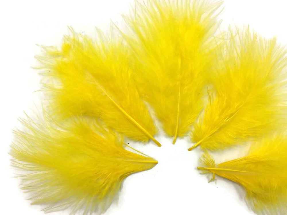 1/4 Lb - Yellow Turkey Marabou Short Down Fluffy Loose Wholesale Feathers (Bulk)