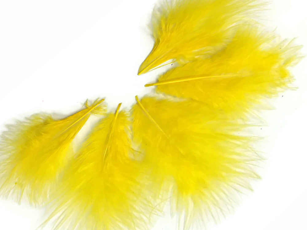 1/4 Lb - Yellow Turkey Marabou Short Down Fluffy Loose Wholesale Feathers (Bulk)