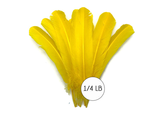 1/4 Lb - Yellow Turkey Tom Rounds Secondary Wing Quill Wholesale Feathers (Bulk)