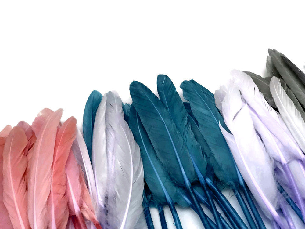 1/4 Lb. - Silver Gray Dyed Duck Cochettes Loose Wing Quill Wholesale Feather (Bulk)